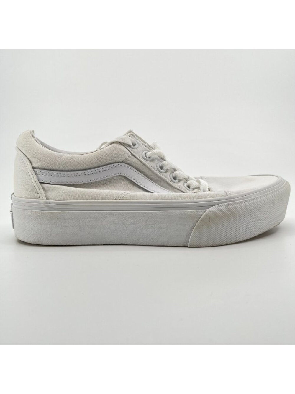 Vans Old Skool Platform Womens Size 7.5 White Athletic Skateboard Shoes Sneakers